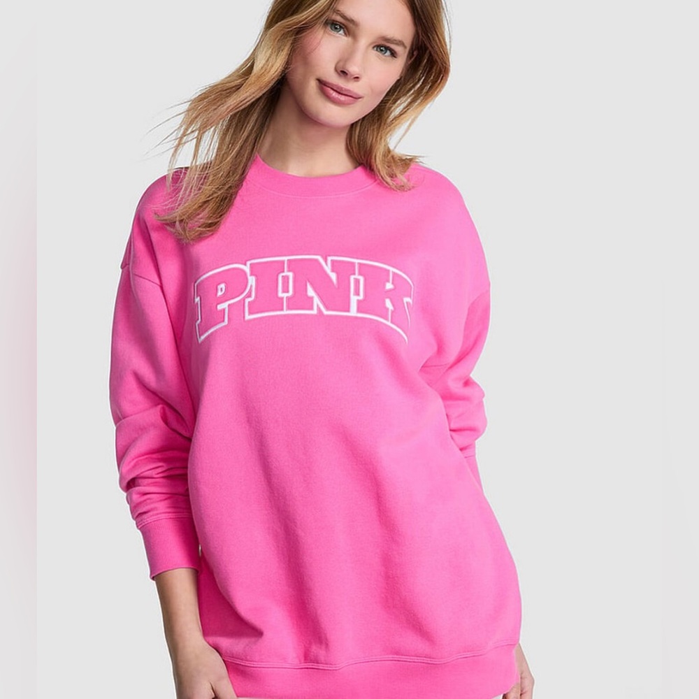 VS PINK Ivy Fleece Oversized Crew Sweatshirt Size XS Retail $124